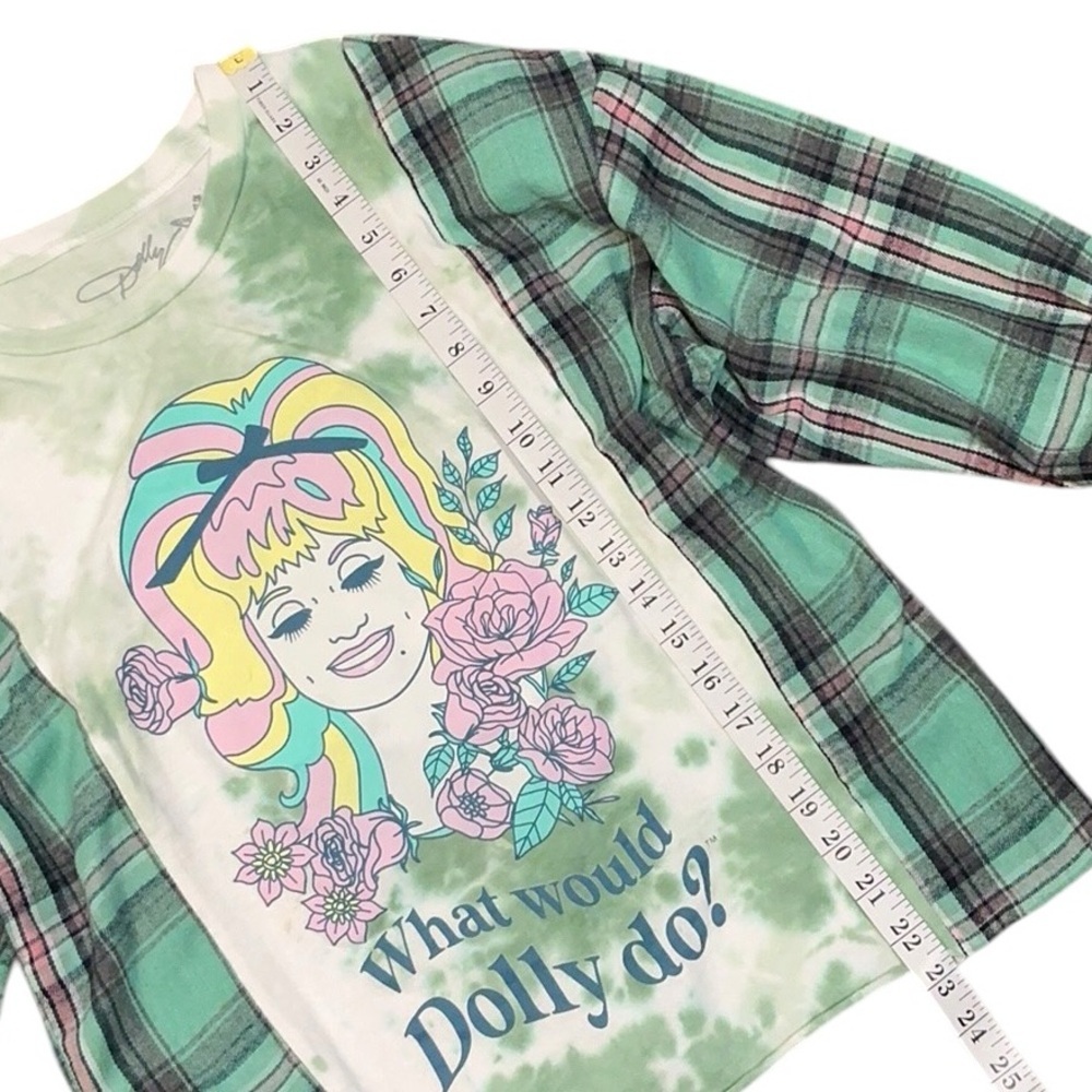 What Would Dolly Do Upcycled T Shirt Flannel Top - Picture 7 of 7